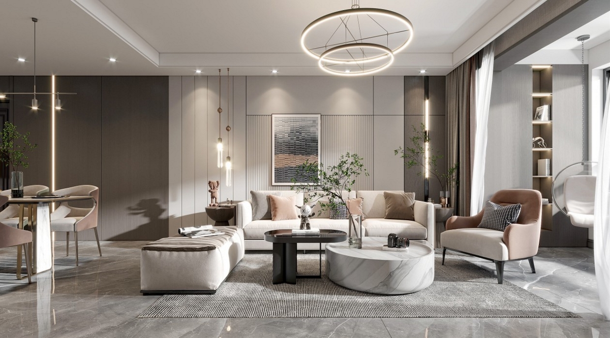 现代轻奢风格客餐厅-3