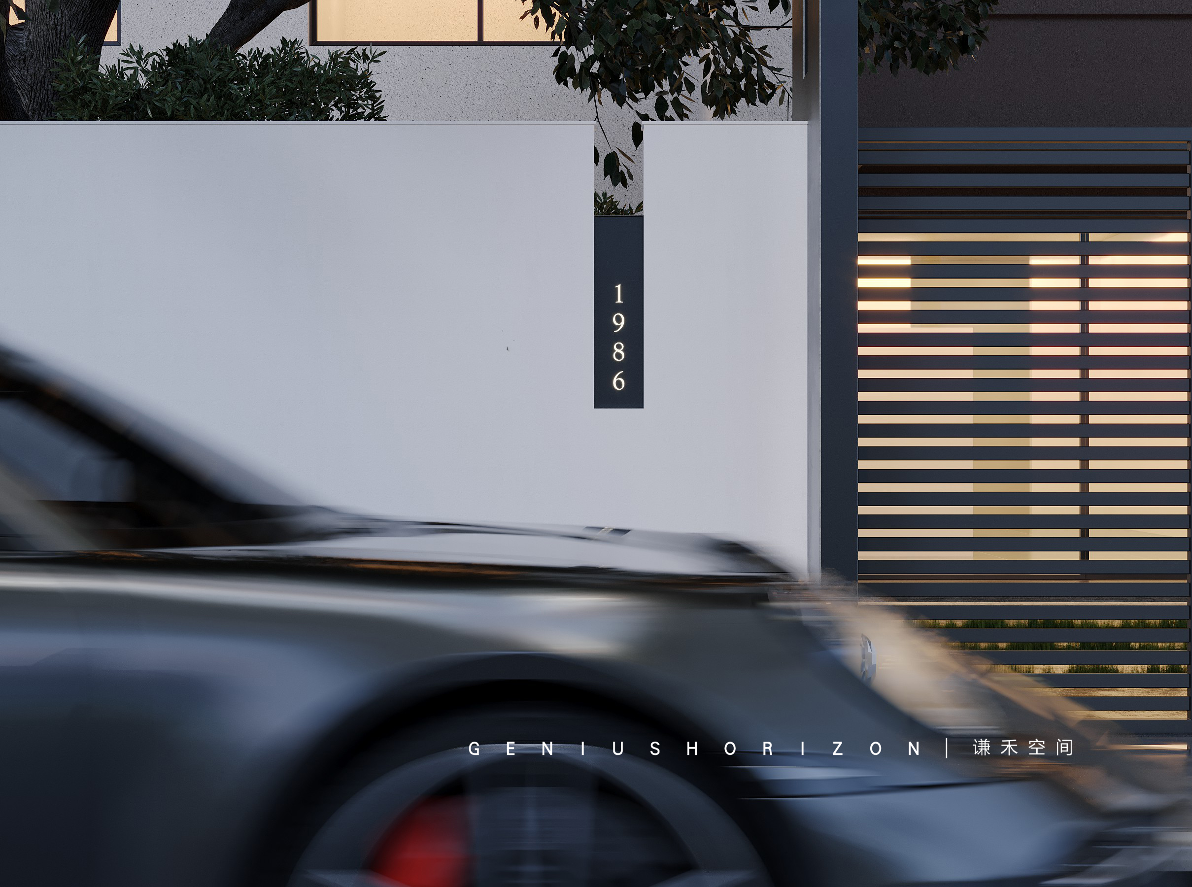 谦禾空间设计 隐山视觉 | 雨天庭院效果表现-11