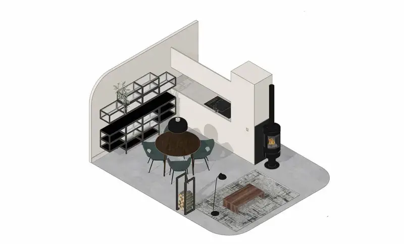 现代温馨的 Leroy Merlin 设计厨房 | 半开放式客厅-16