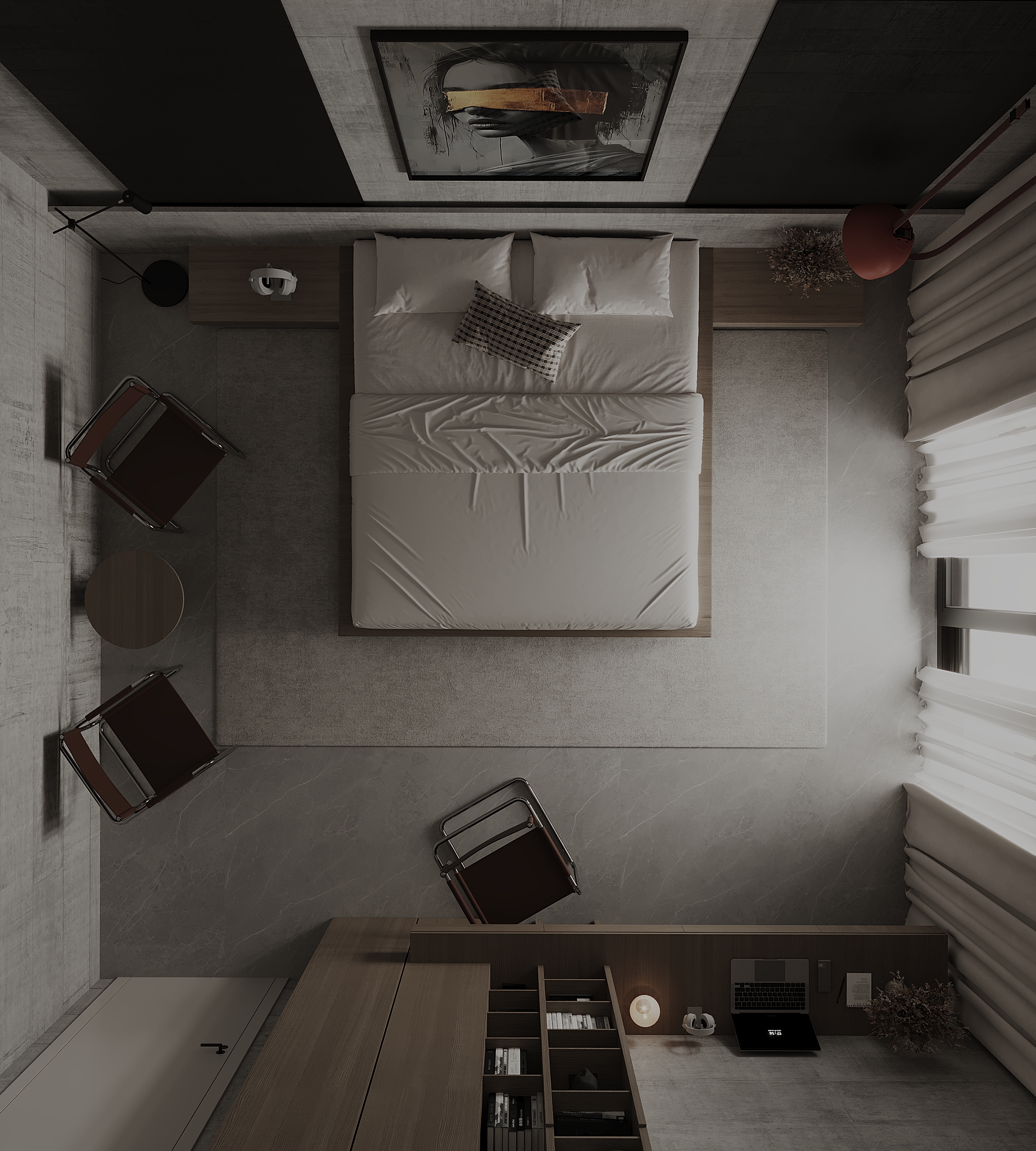 工业风主卧设计丨土耳其丨Mahmoud Ehab-9