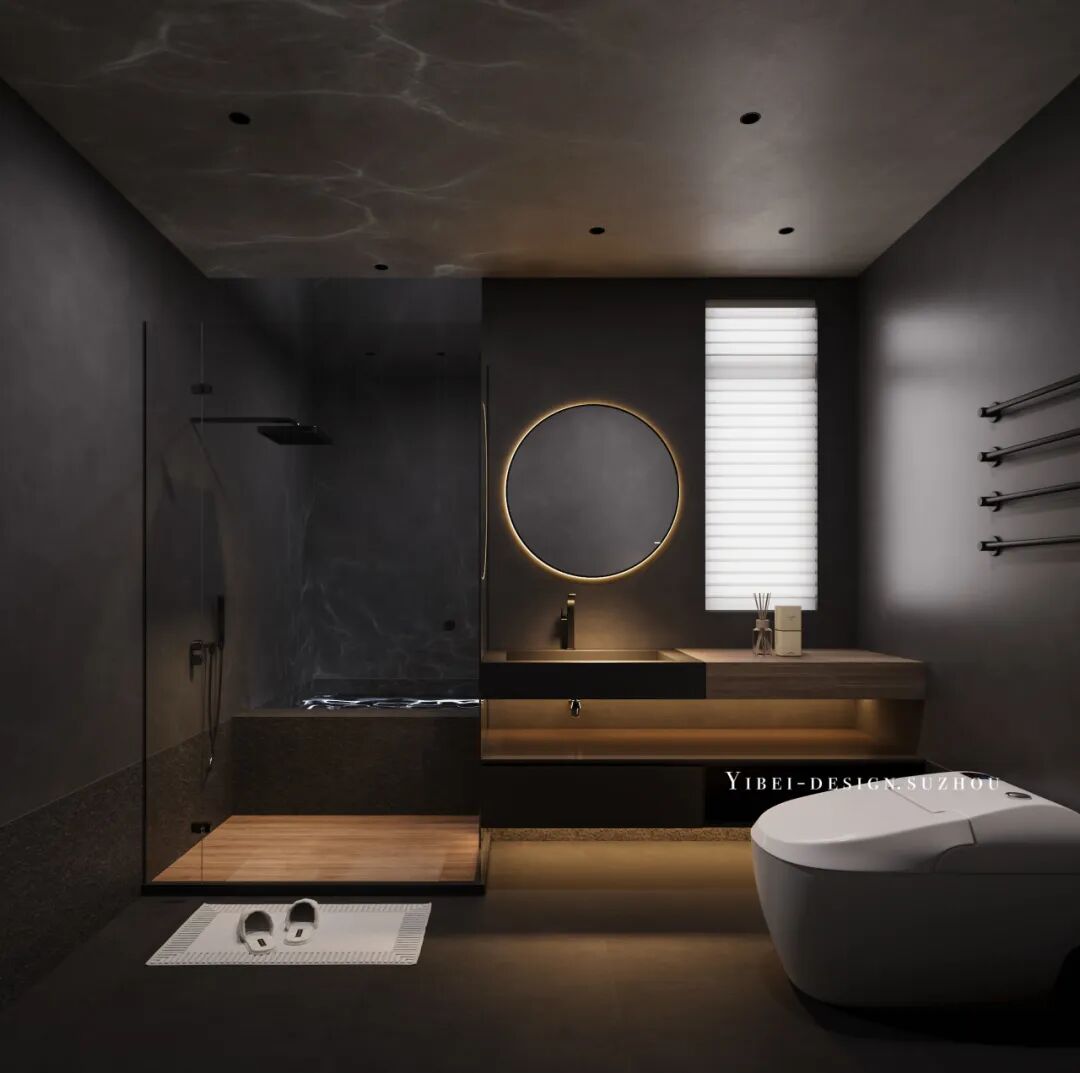 当暗黑空间拥抱粉色大理石丨家装设计丨YIBEI DESIGN SUZHOU-21