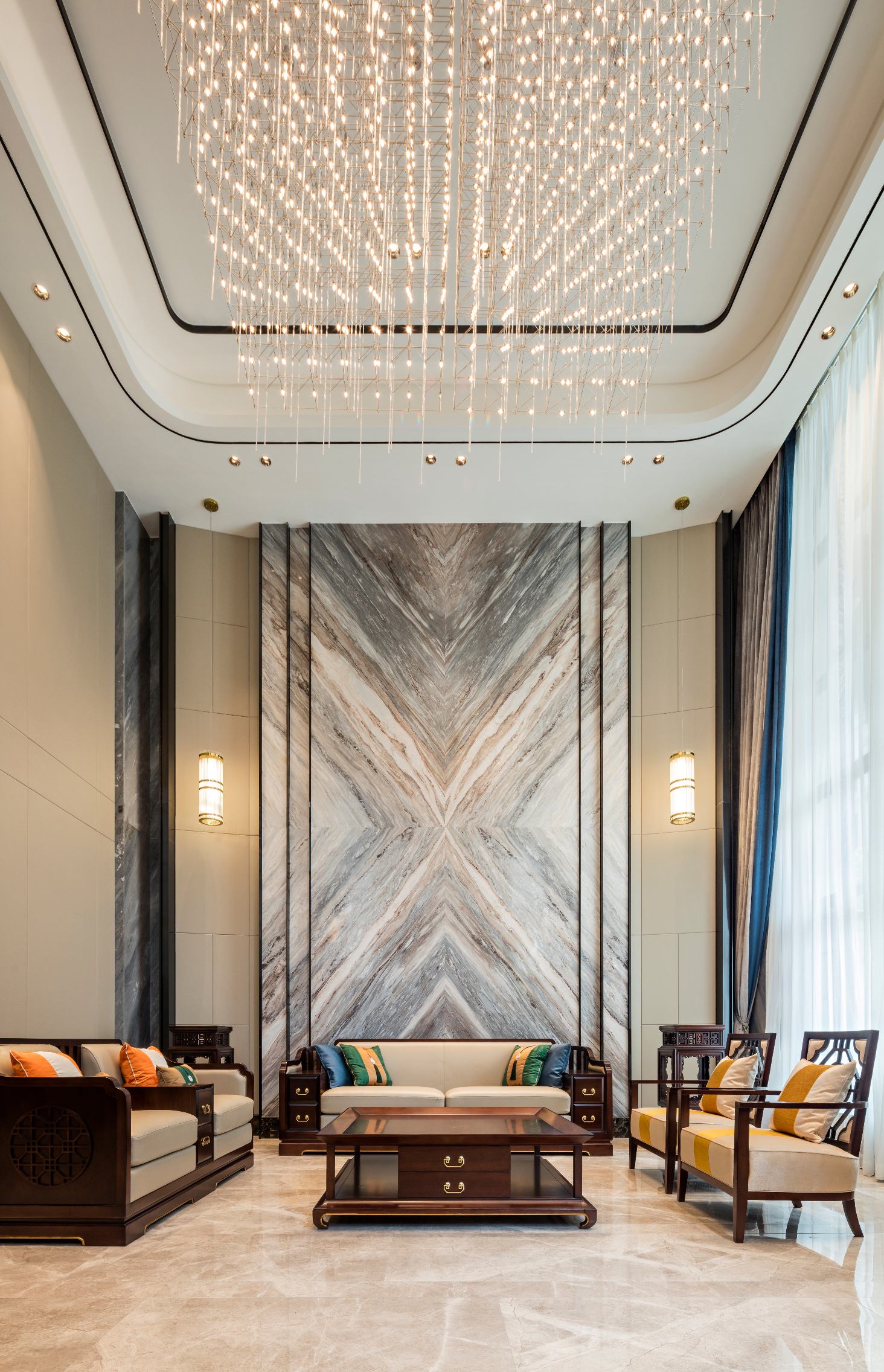 新中式钻石湾府邸 | 家庭厅、茶室、卧室各具特色-5