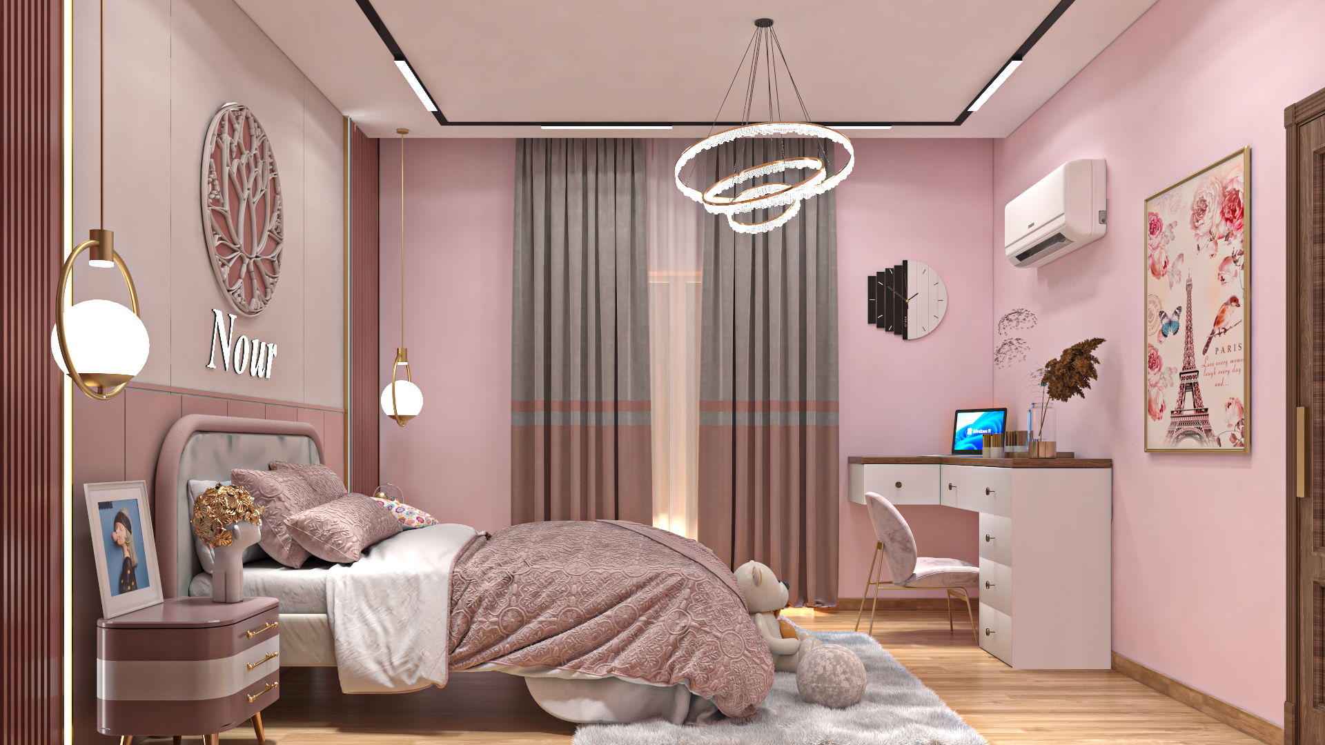 تصميم غرفه بنت بالتجمع الخامس girl room sth settlement-8