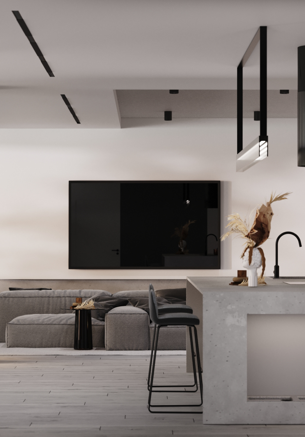 简约灰调子大空间设计-16