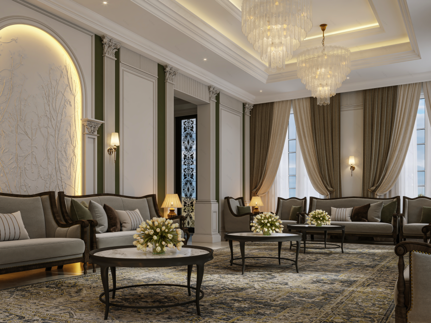 Luxury Classic Men Majlis Room Design | Kuwait-9