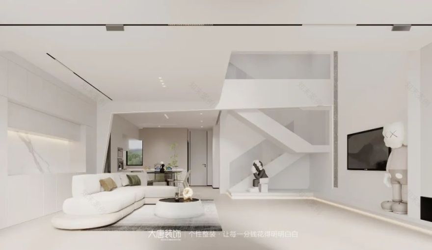 大唐设计丨美的湾150㎡叠墅,极简与艺术的双向奔赴-2