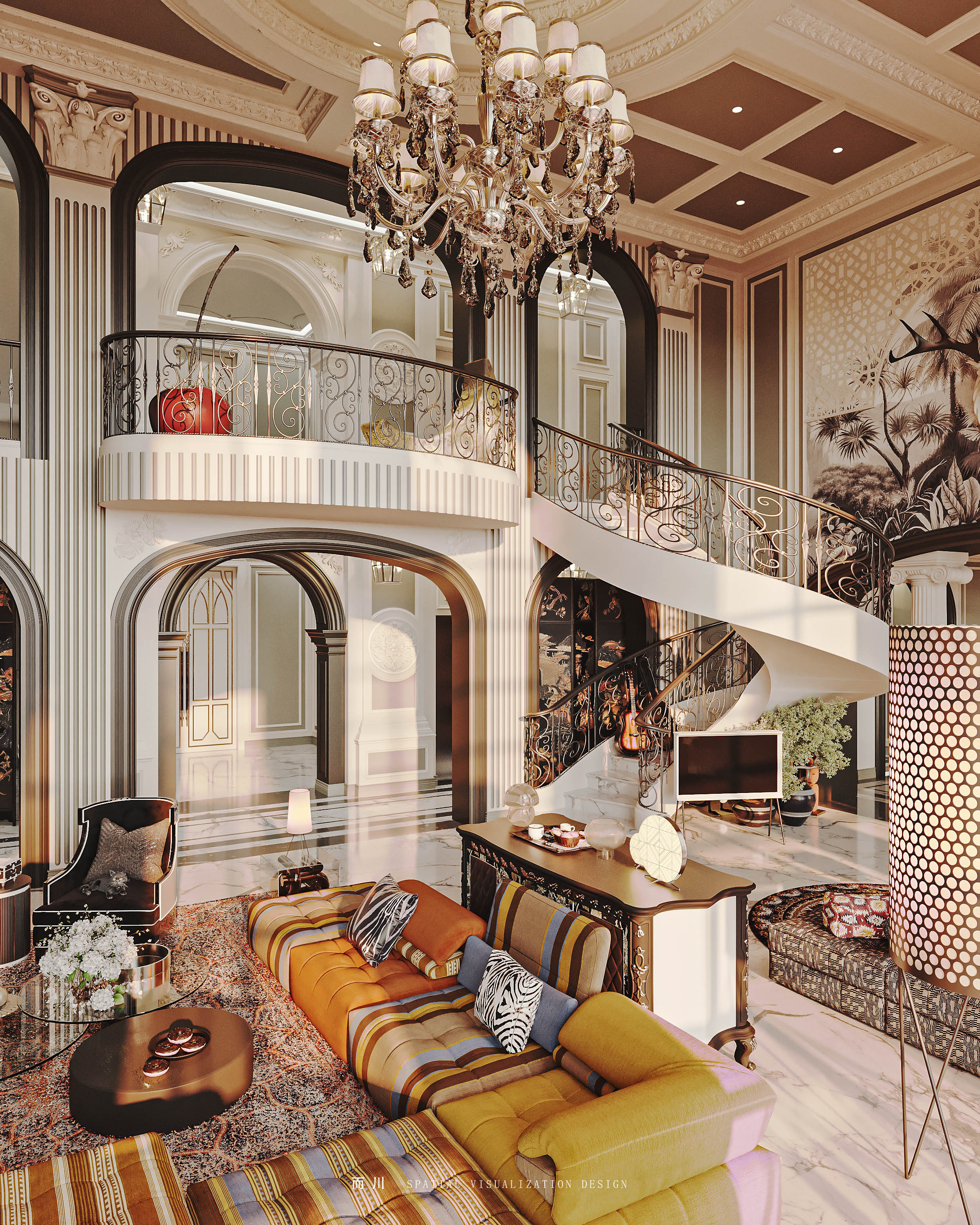 美式别墅丨而川空间可视化工作室-27