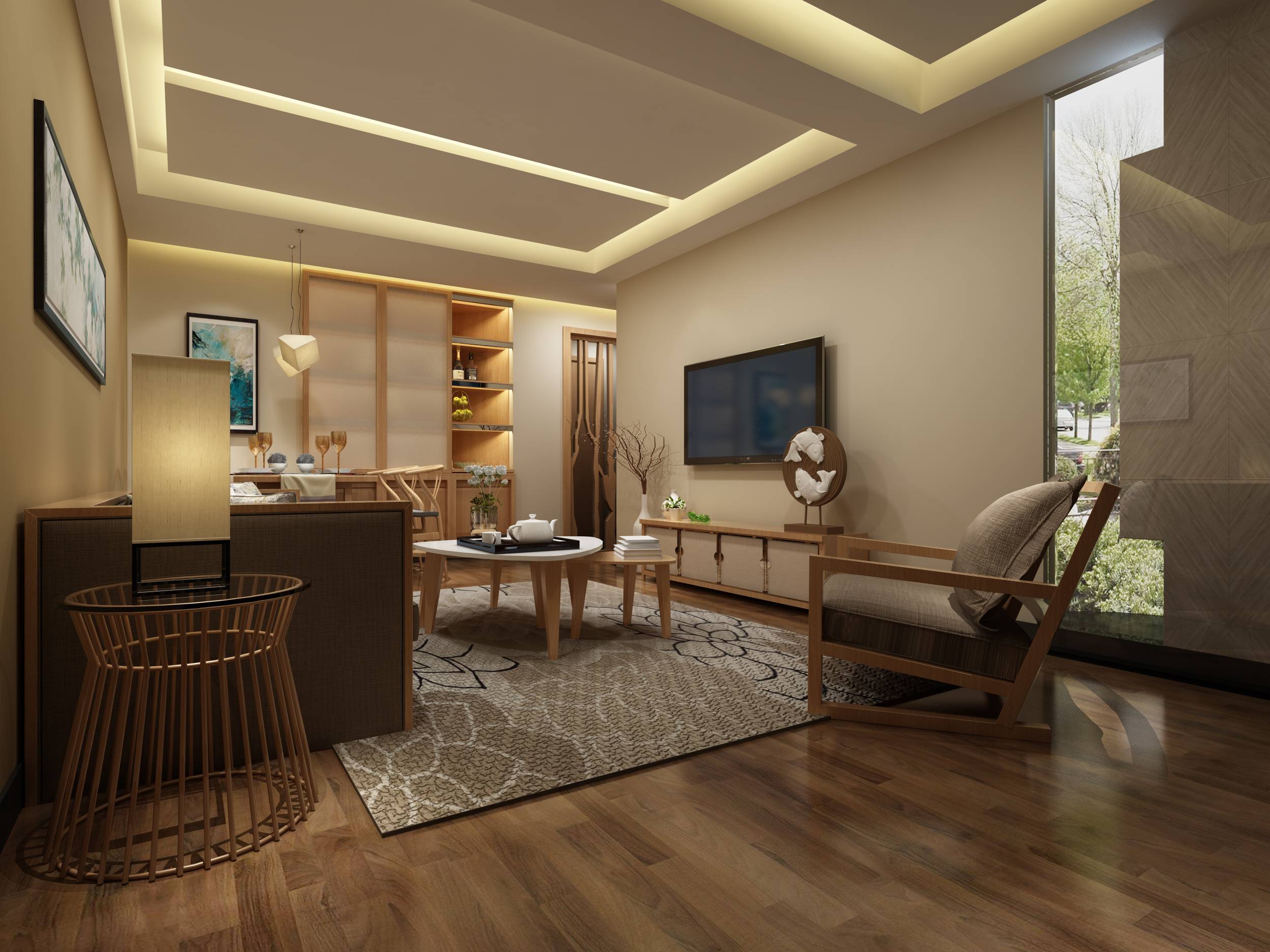 新中式 中式古典 奢华家装别墅样板房-19