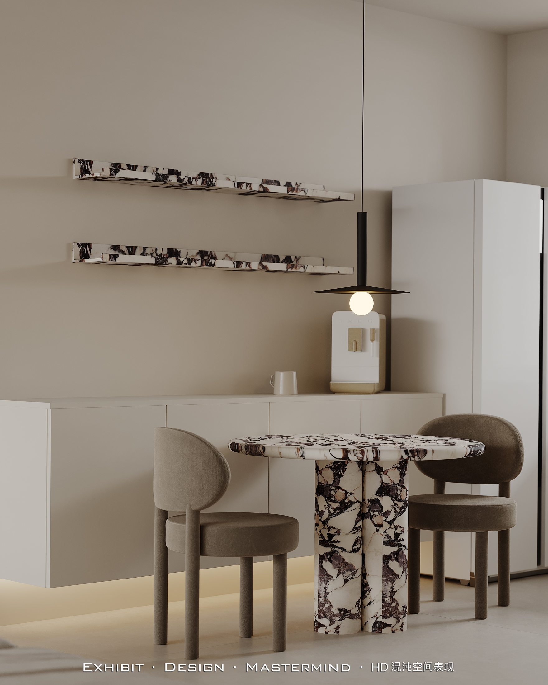 混沌空间表现 X 现代 极简风 平层客餐厅效果-6