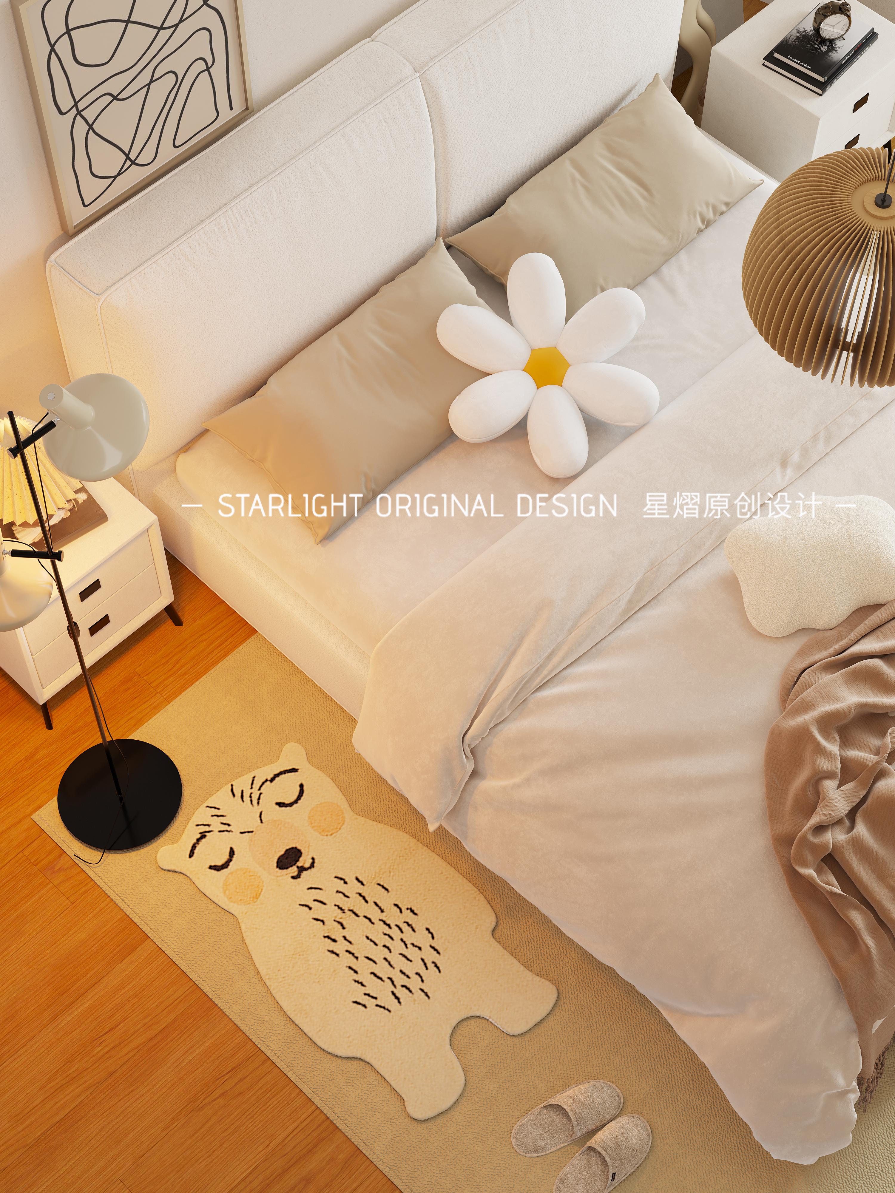 奶油色温暖卧室-13