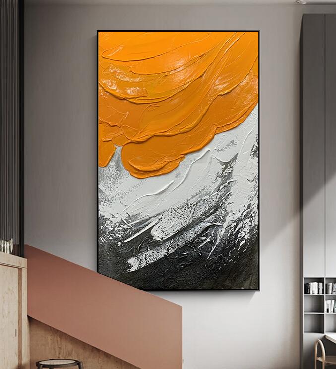 玄关装饰画厚肌理油画-2