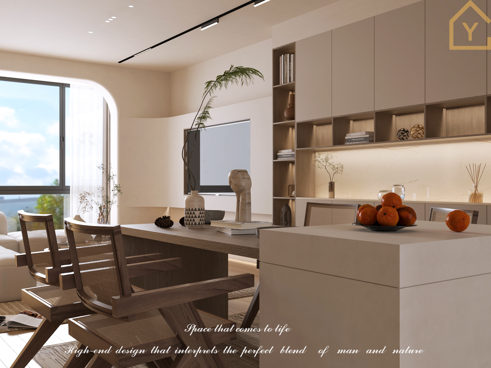 原木奶油风客餐厅-3