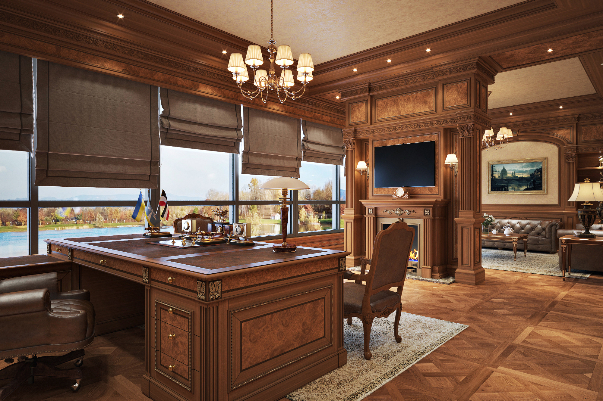Luxury Classic Office Interior-1