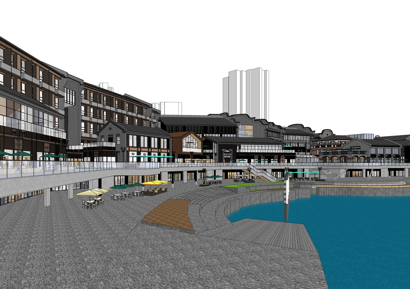 民国风商业街SU模型-7