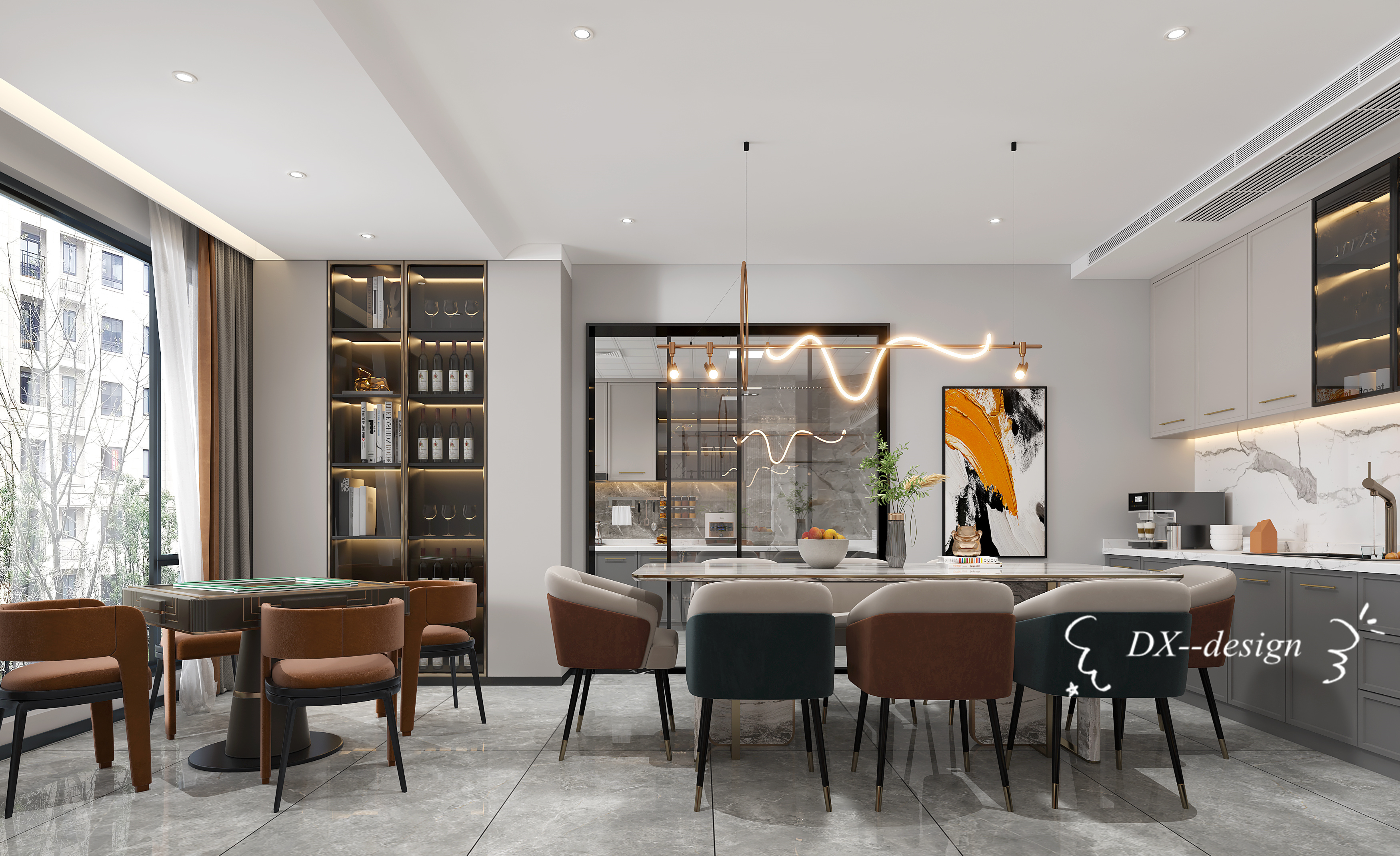 灰色与咖色的温馨居家空间丨原创作品-5