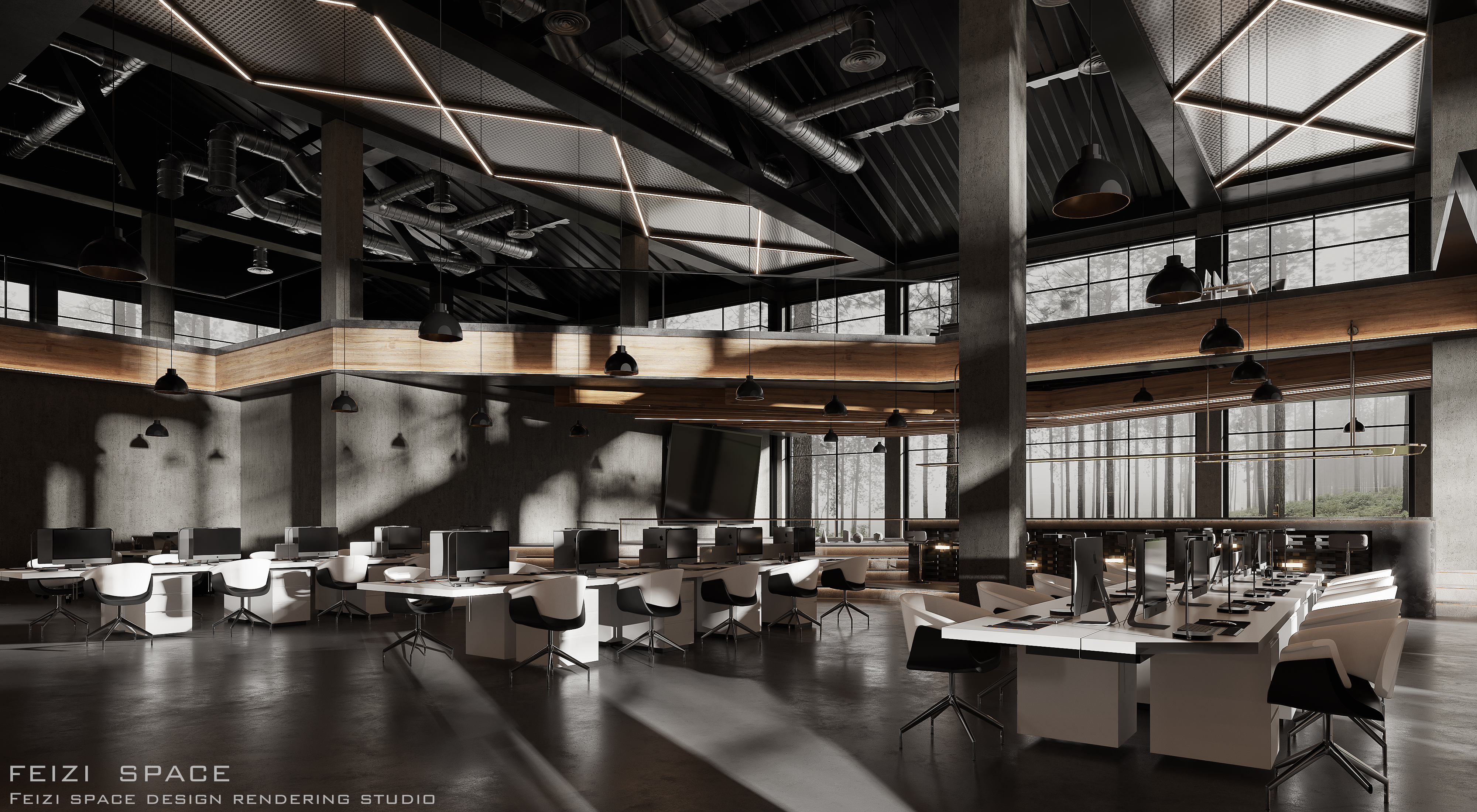 超写实CR办公空间设计效果图，corona渲染器渲染-1