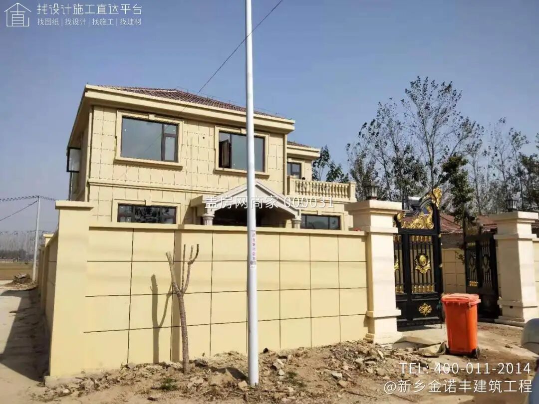 【施工队案例】河南驻马店二层欧式别墅施工-12