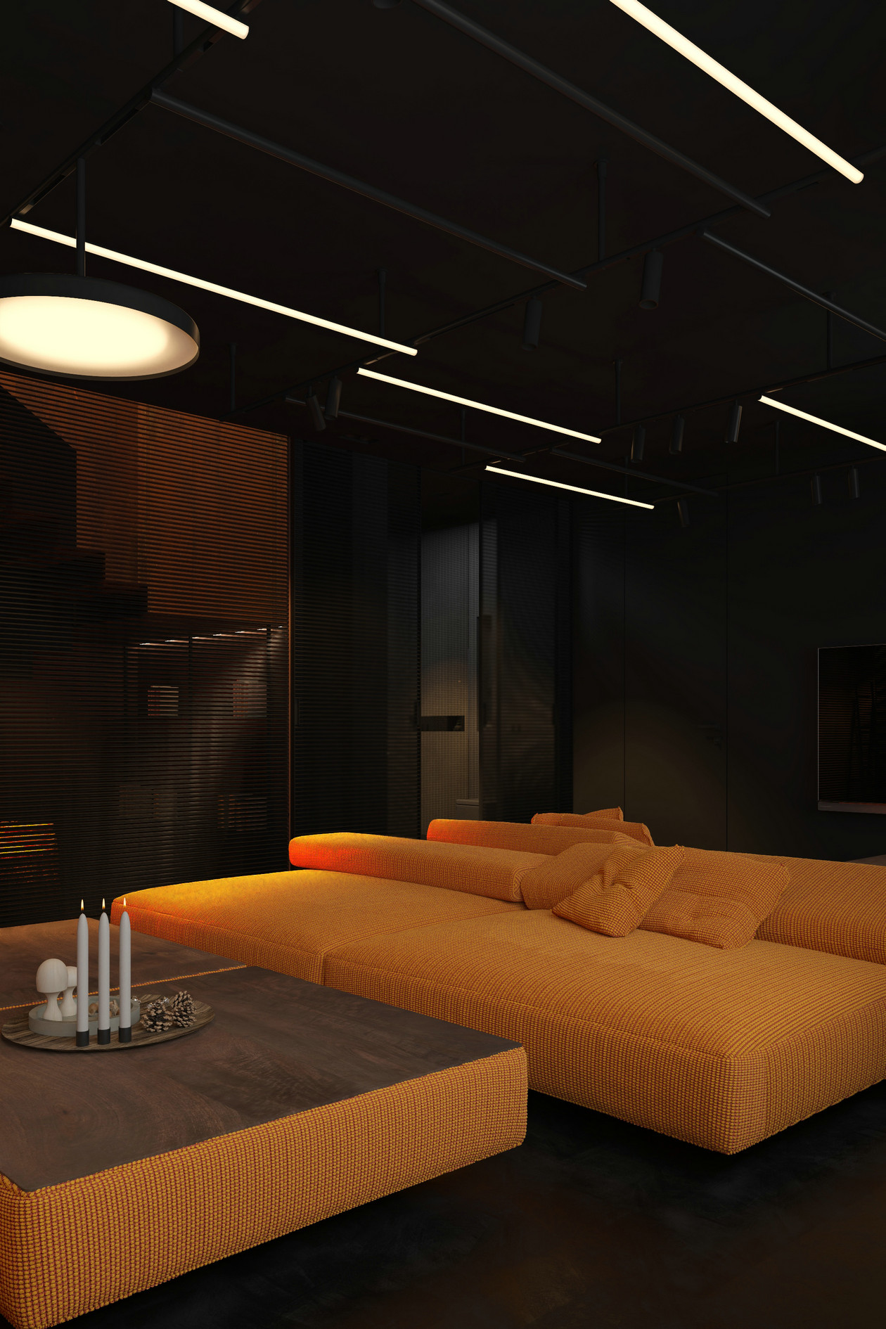 高级黑+橘色室内设计-3