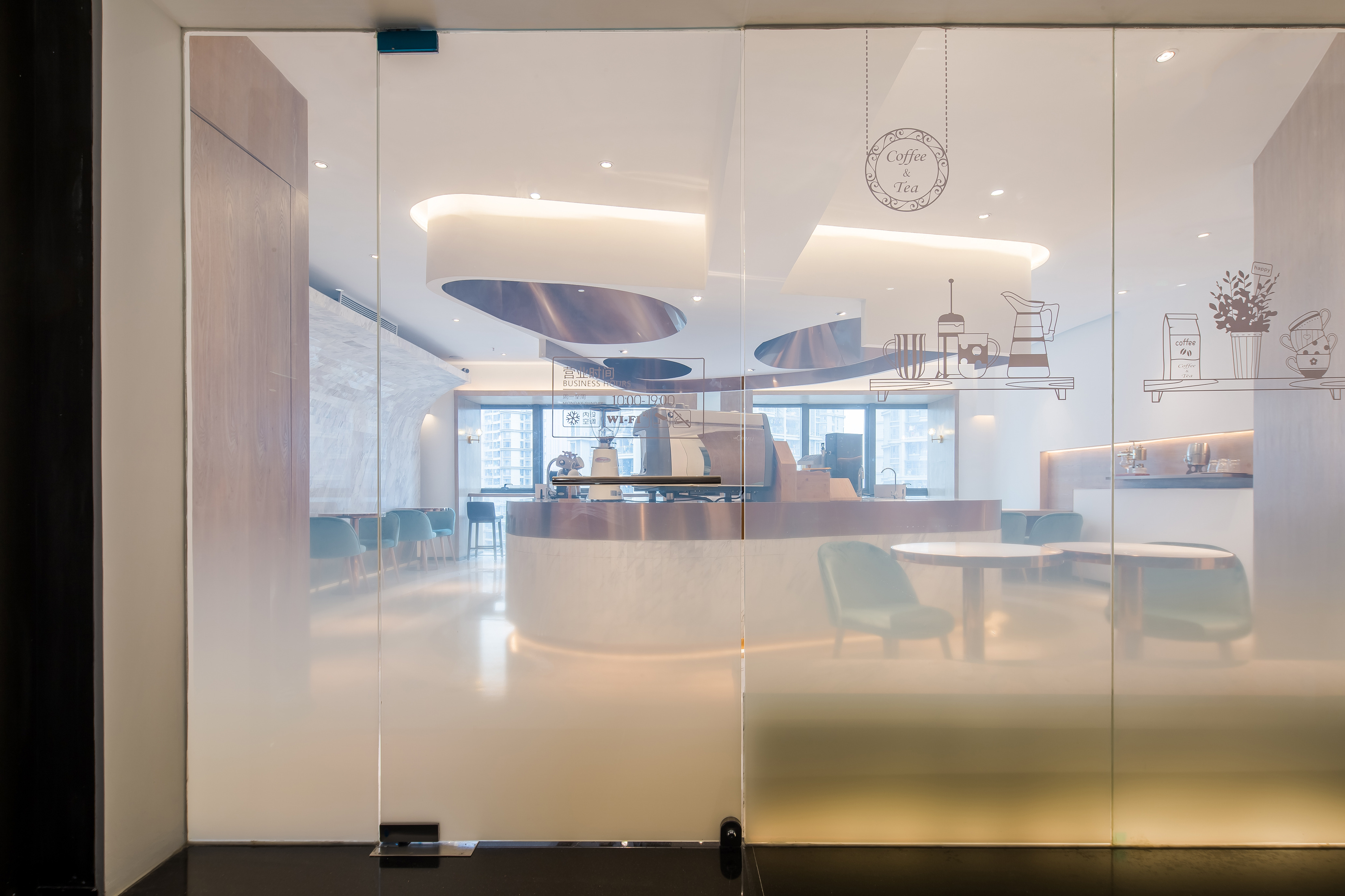 E²CAFEDesign 咖啡厅 | 弧线灵动,划分多重空间-7