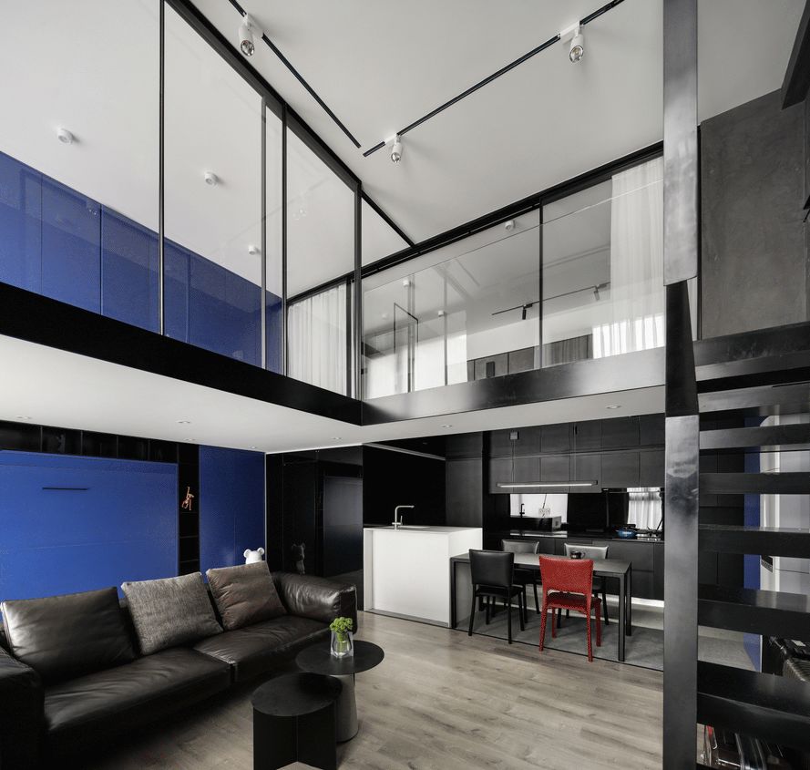 迷你 Loft 的时尚魔力 | 悬挑楼梯、电视隐身、楼梯悬浮-57