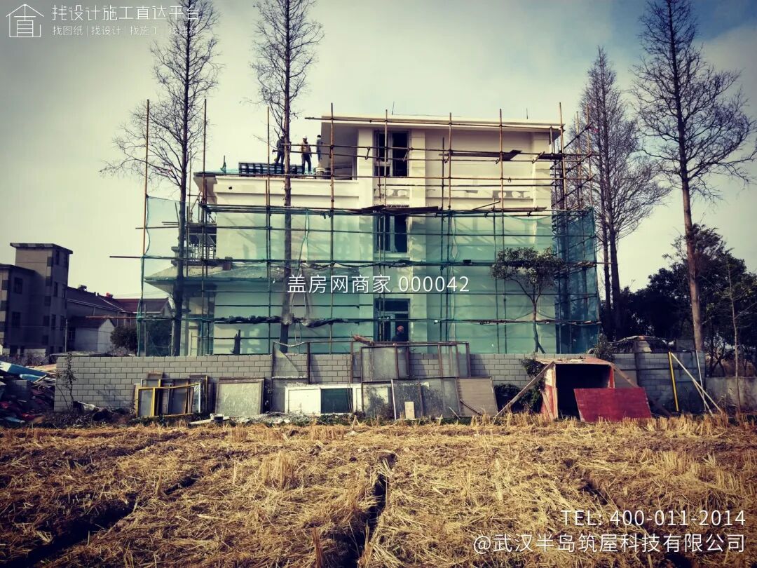 【施工队案例】湖北黄石三层新中式自建别墅施工-15