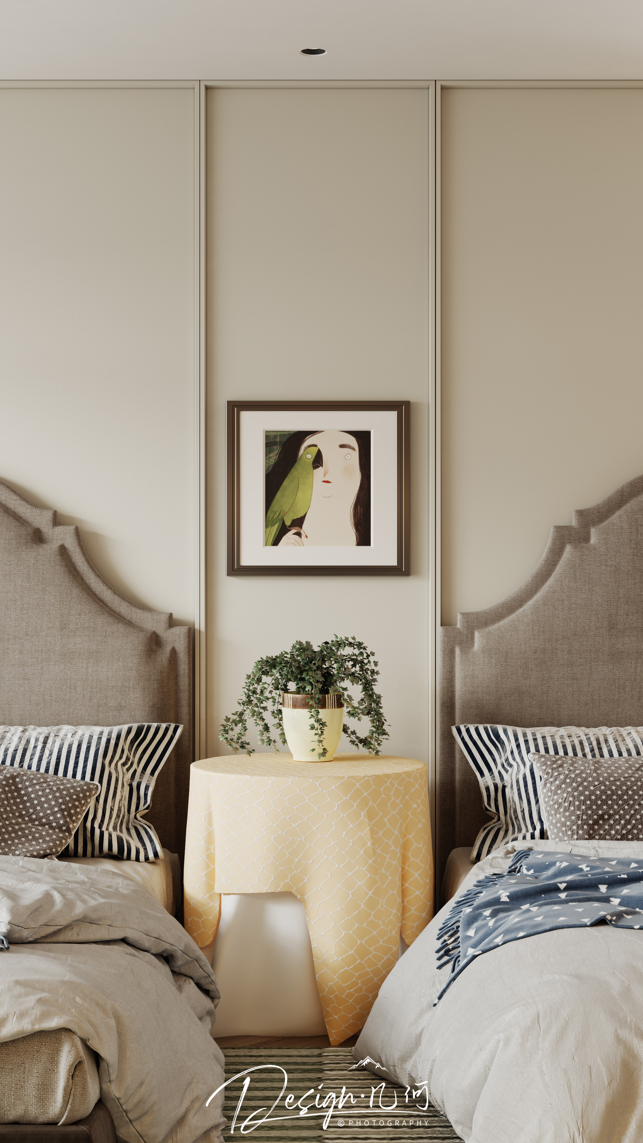 几何空间视觉表现 | 琥珀山庄乡村田园美式客餐厅-8