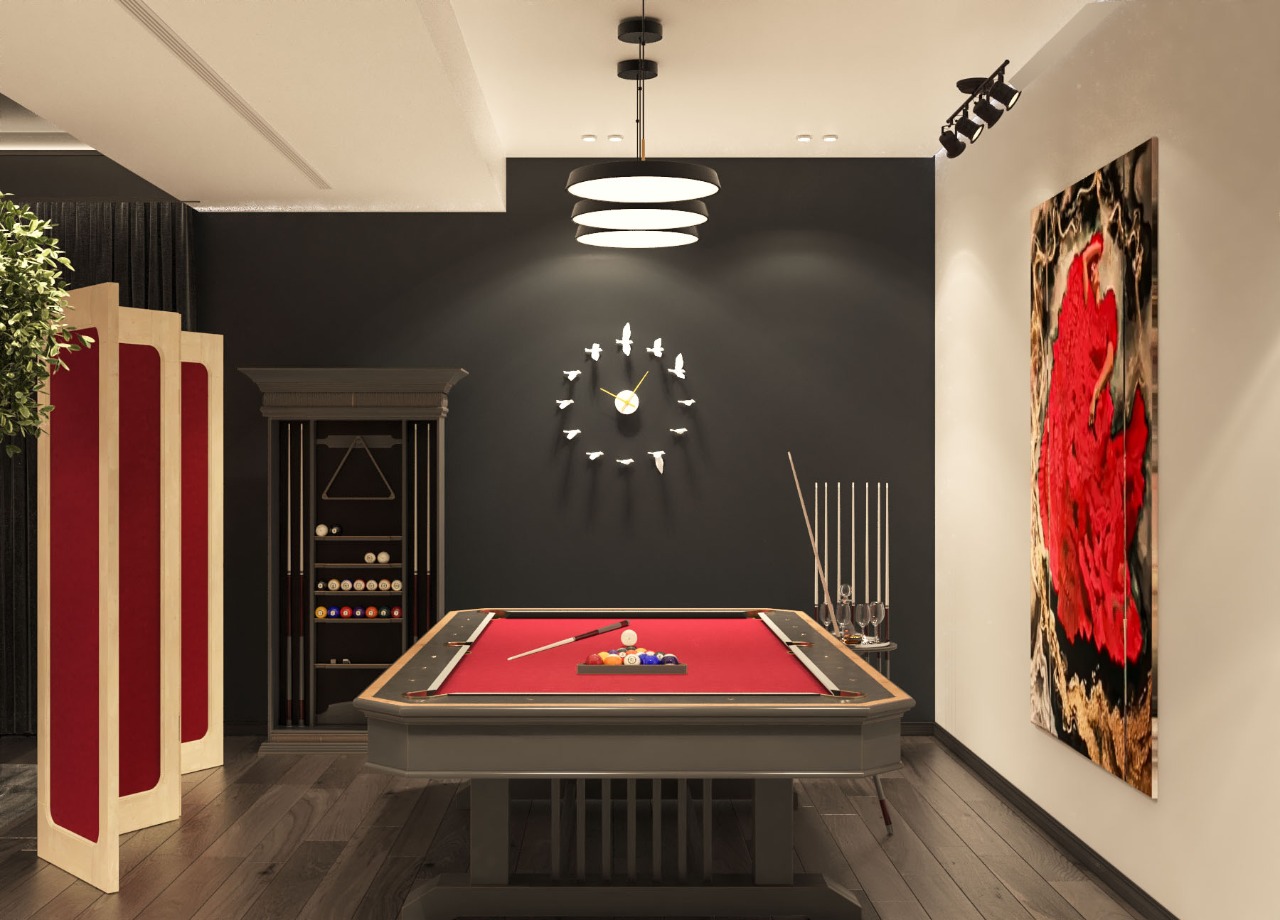 Contemporary,home cinema, billiard, terrazzo-6