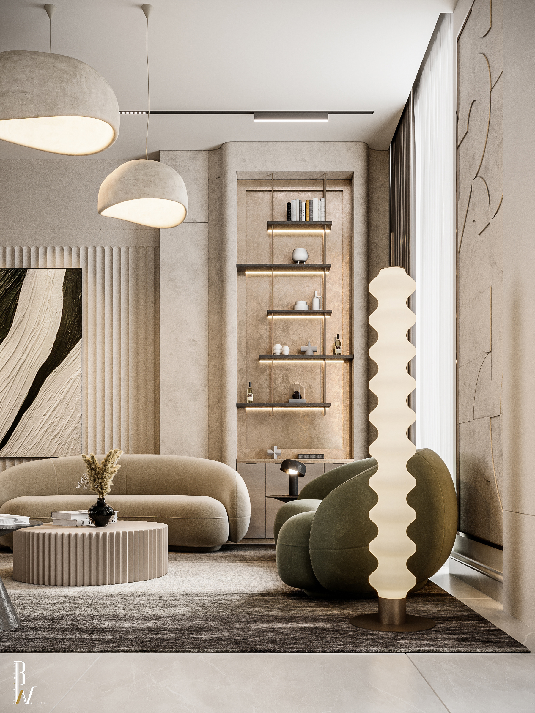 客厅设计丨Oman丨Black N White-30