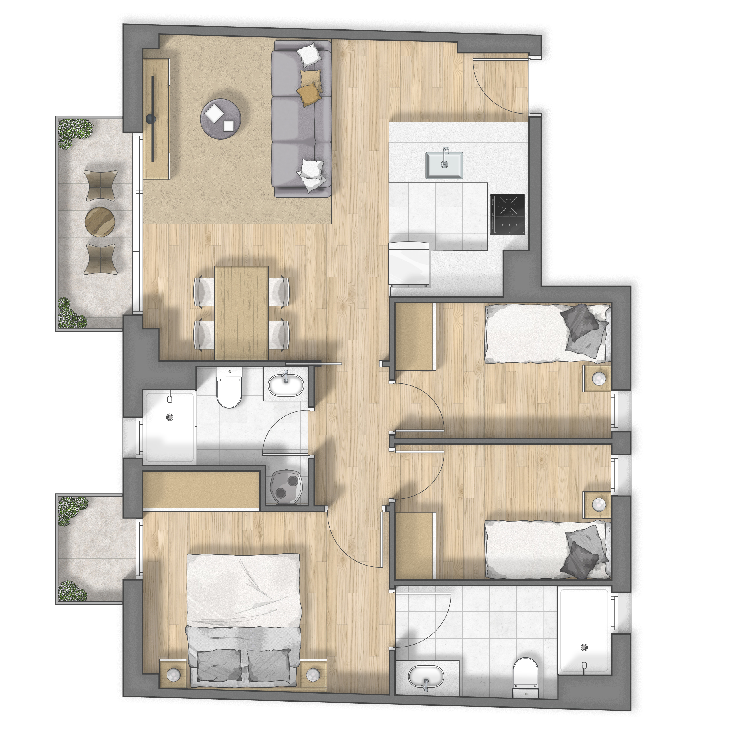 Floor plan 2D rendering in Barcelona-2