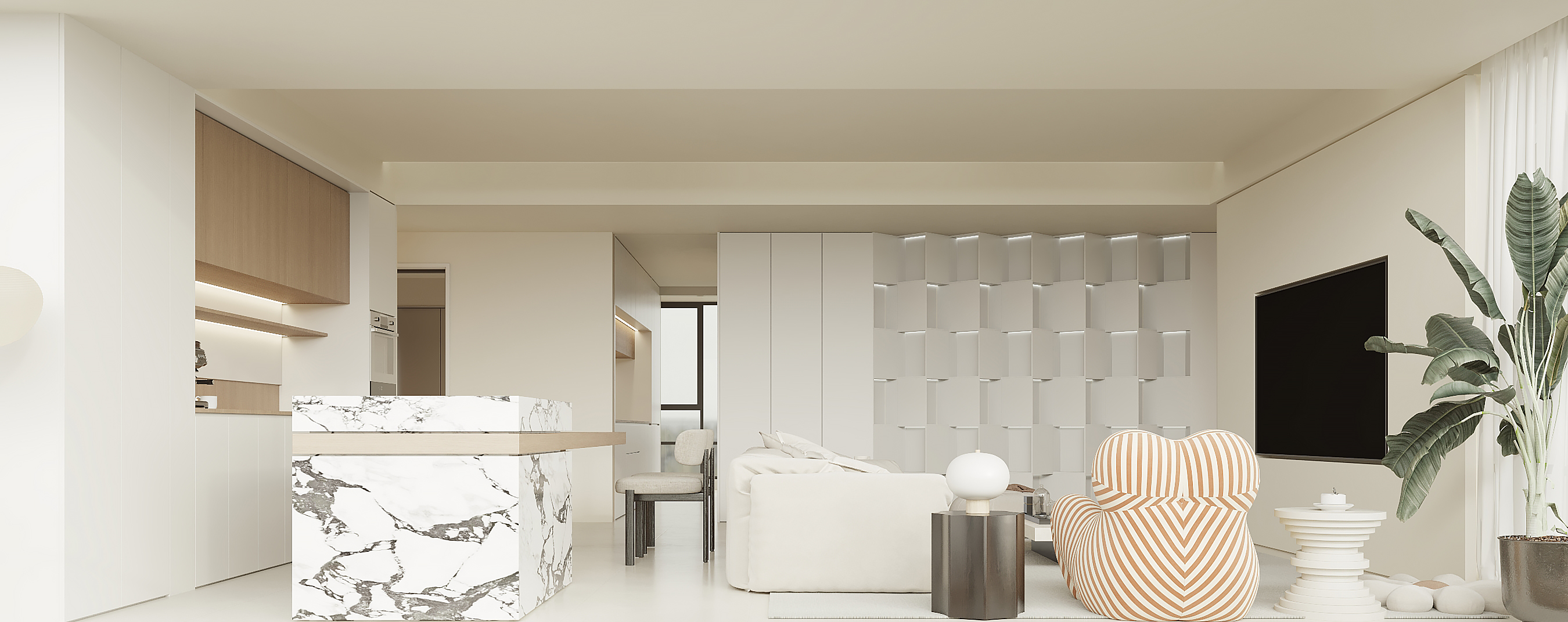 现代奶油风住宅设计-精装房改造项目-13