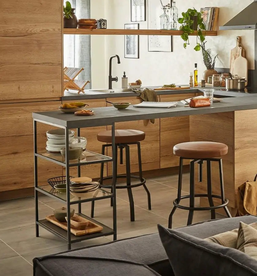 开放式木质厨房设计，现代而温馨-2