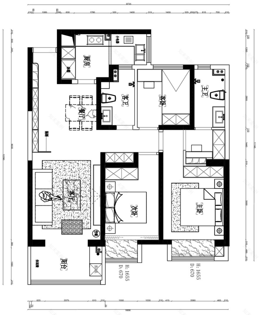 完工首发丨二七区名门橙邦·悦橙苑,124平现代风格,色彩纯粹简约大气-13