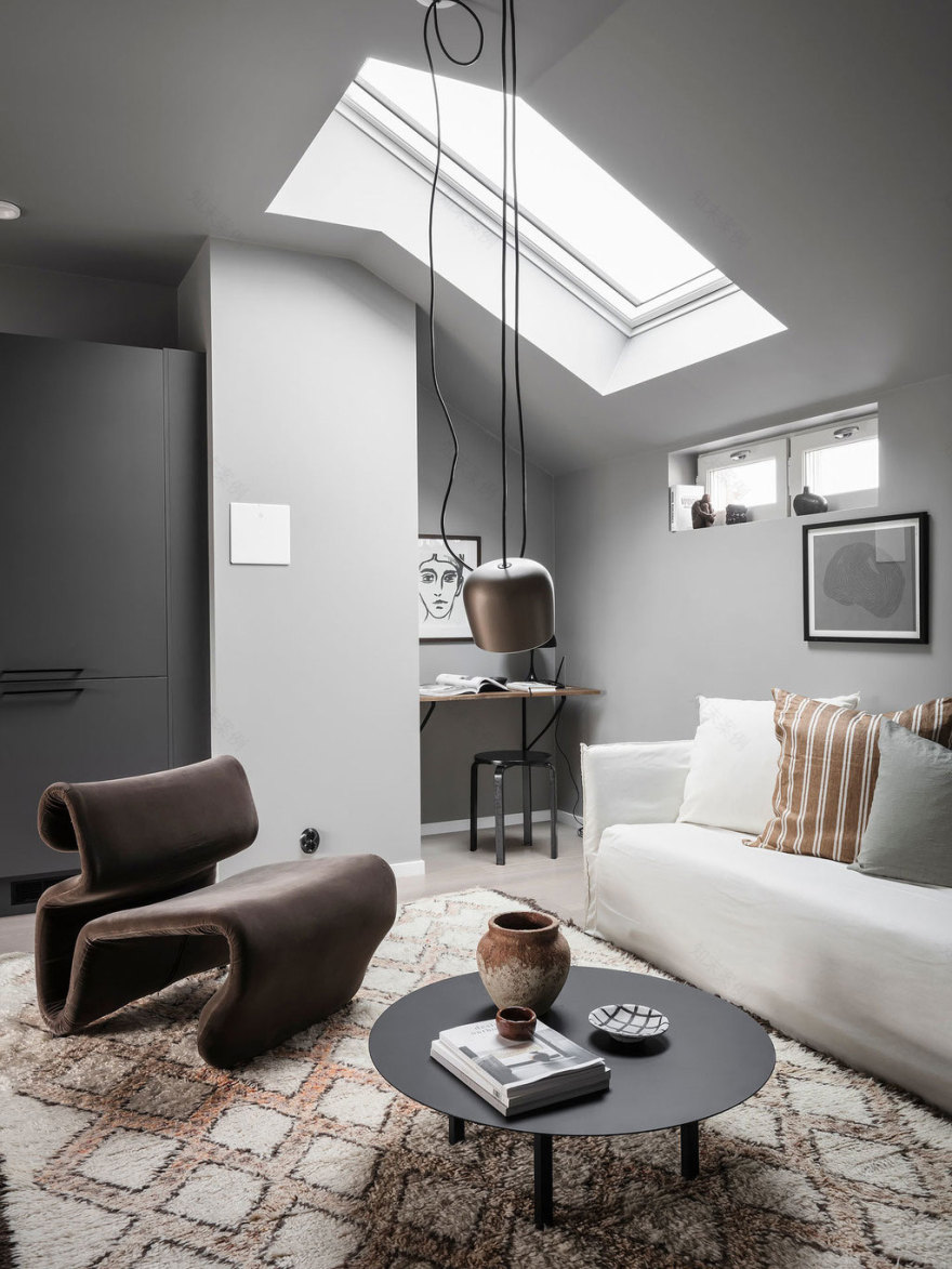 35 平米灰调顶楼公寓,独特设计展现极致空间魅力-2