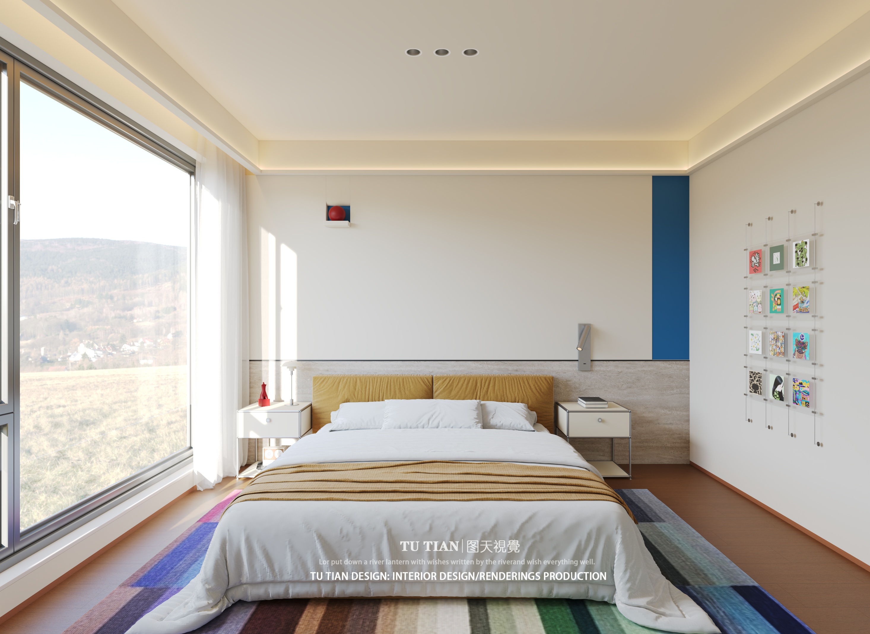 包豪斯复古撞色全屋效果图项目-5