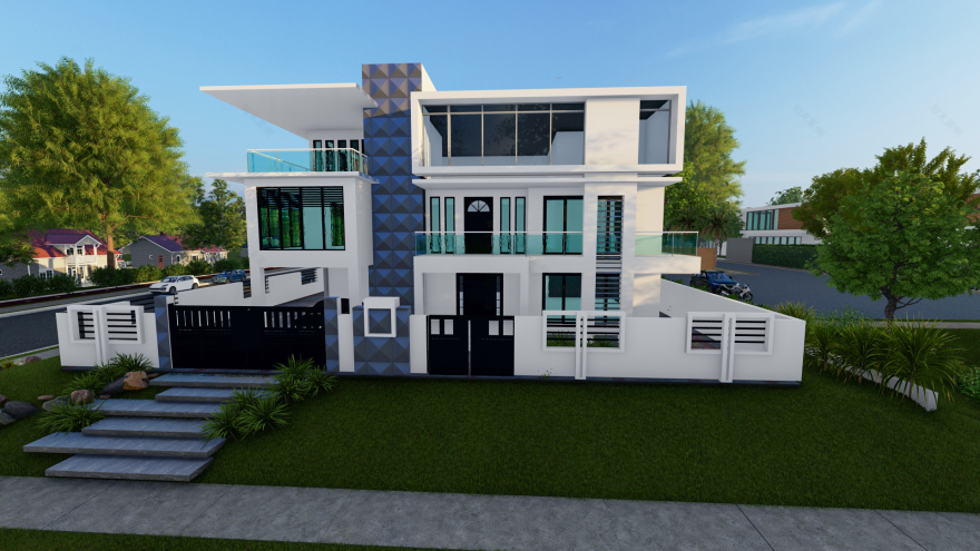 Simple Villa Style Revit Design-2