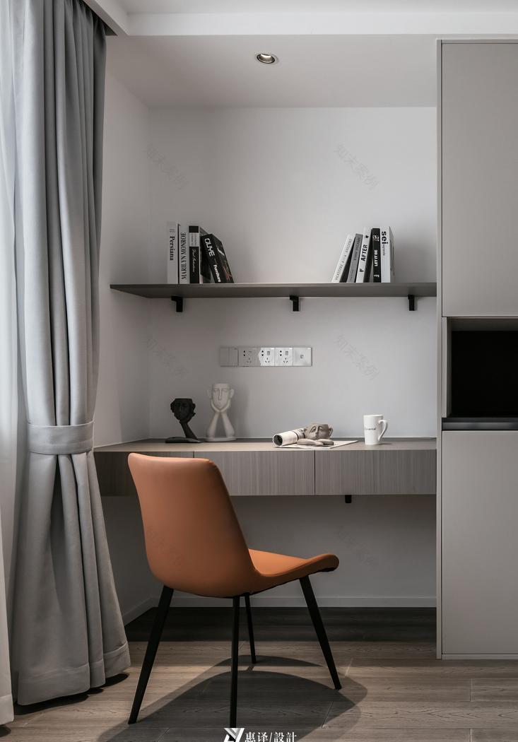 平层高级黑白灰+暖橙色室内设计丨惠译设计工作室-20
