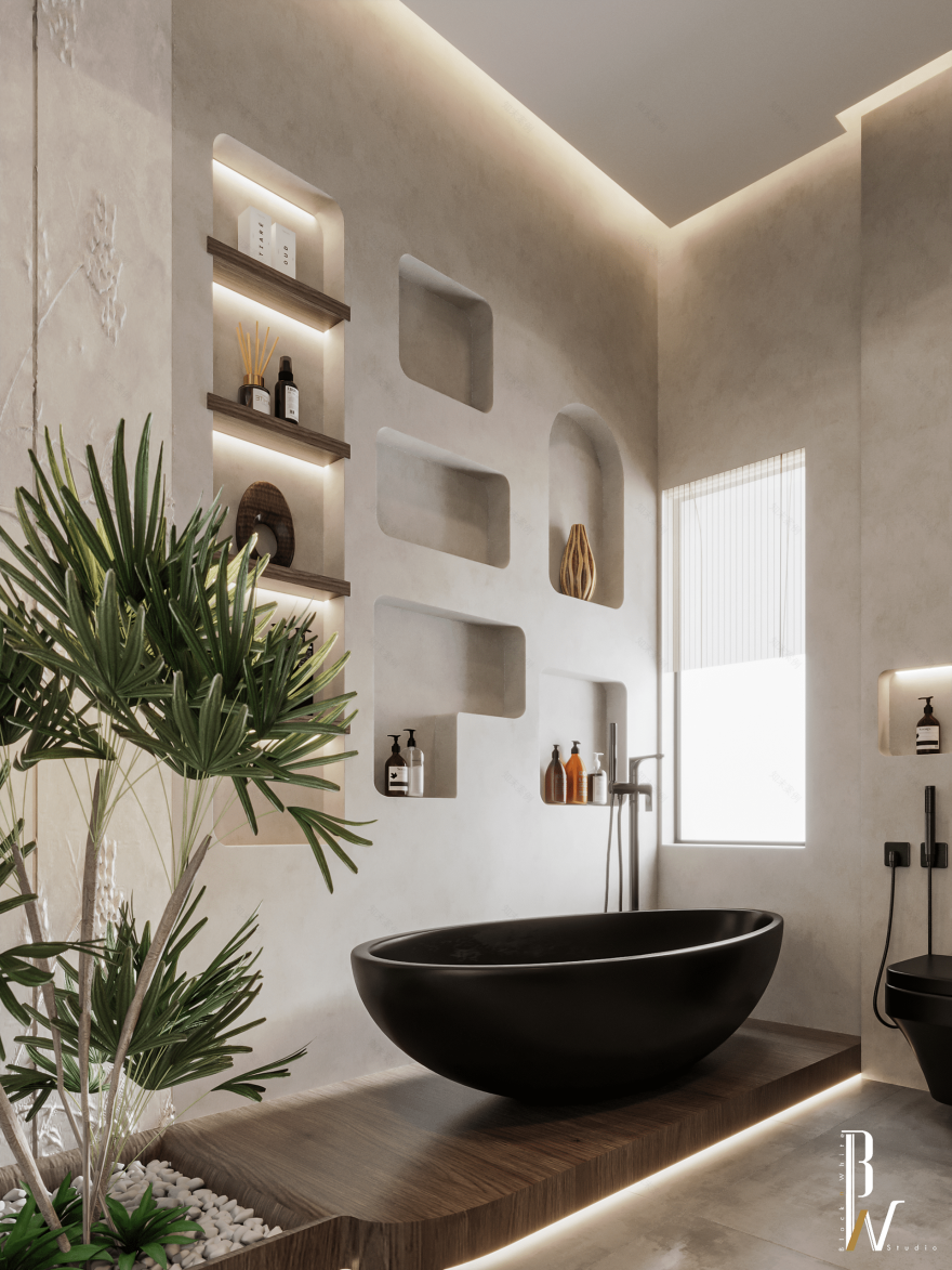 现代浴室丨阿联酋丨Black N White-9