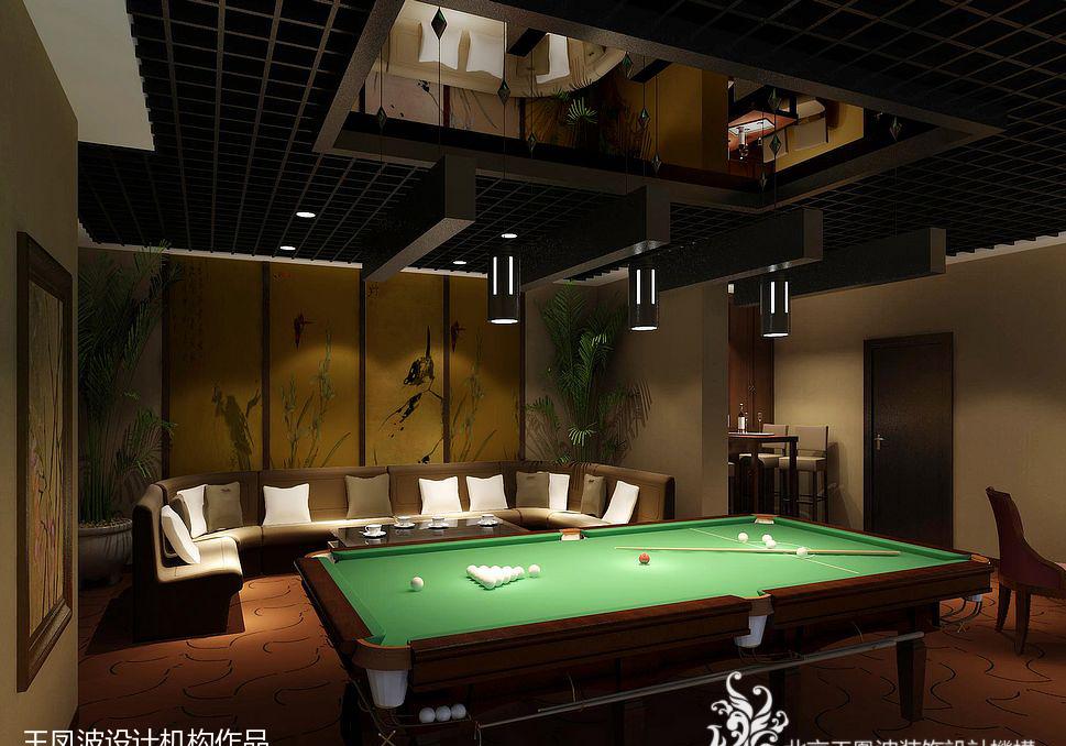 
台球厅设计 珠江帝景台球会所 王凤波设计机 -1