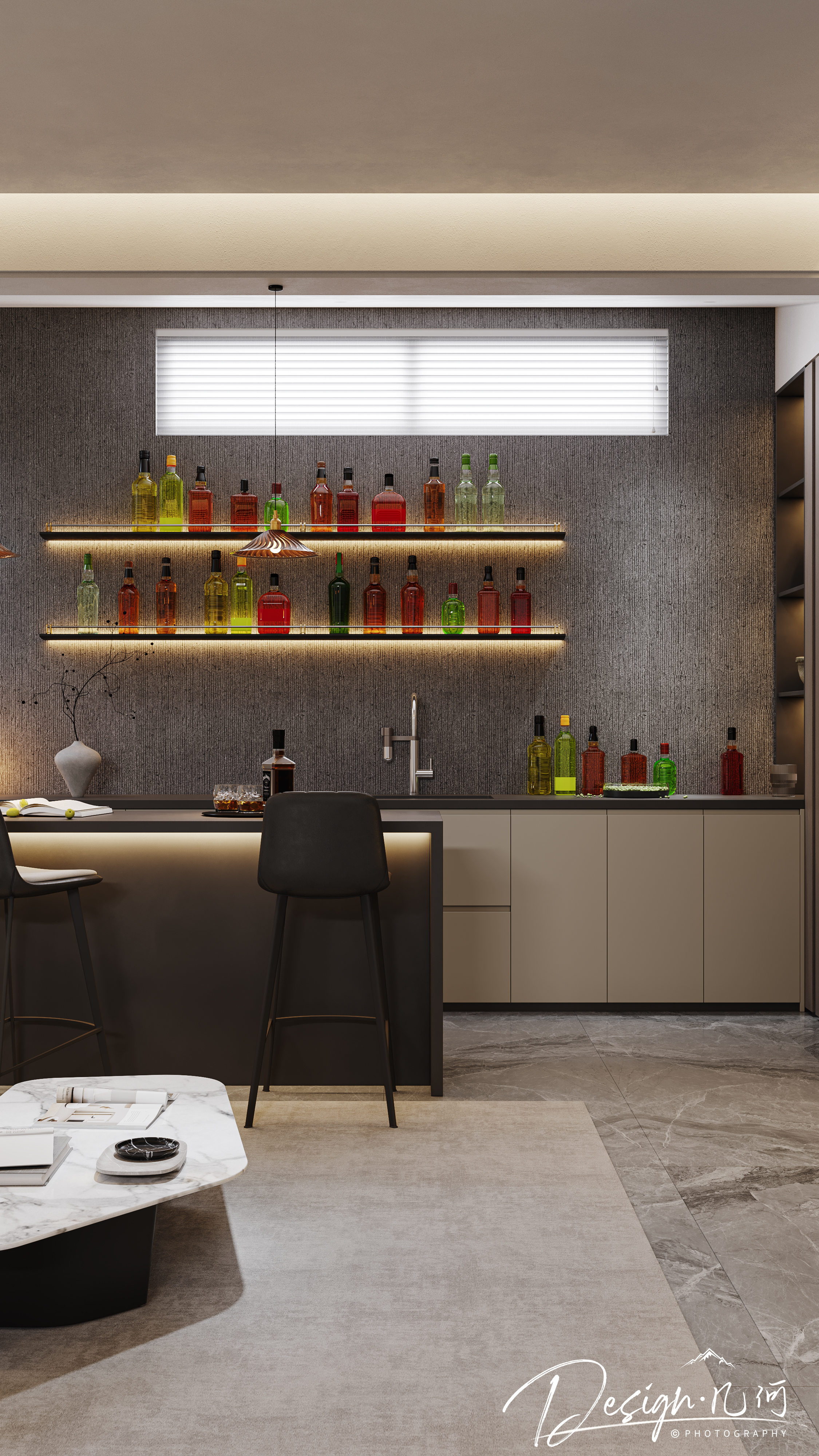 几何空间视觉表现 | 琥珀山庄现代地下室-17