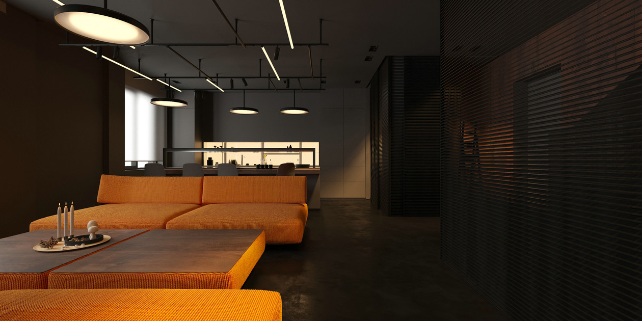 高级黑+橘色室内设计-1