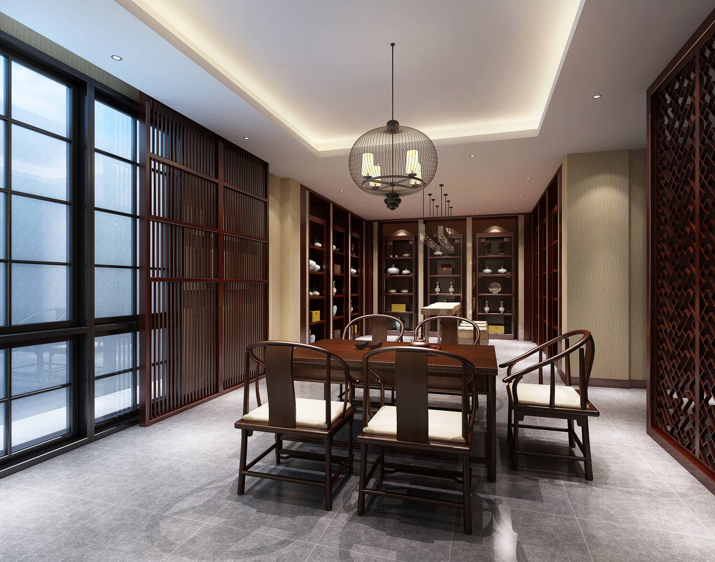 新中式 中式古典 奢华家装别墅样板房-14-5