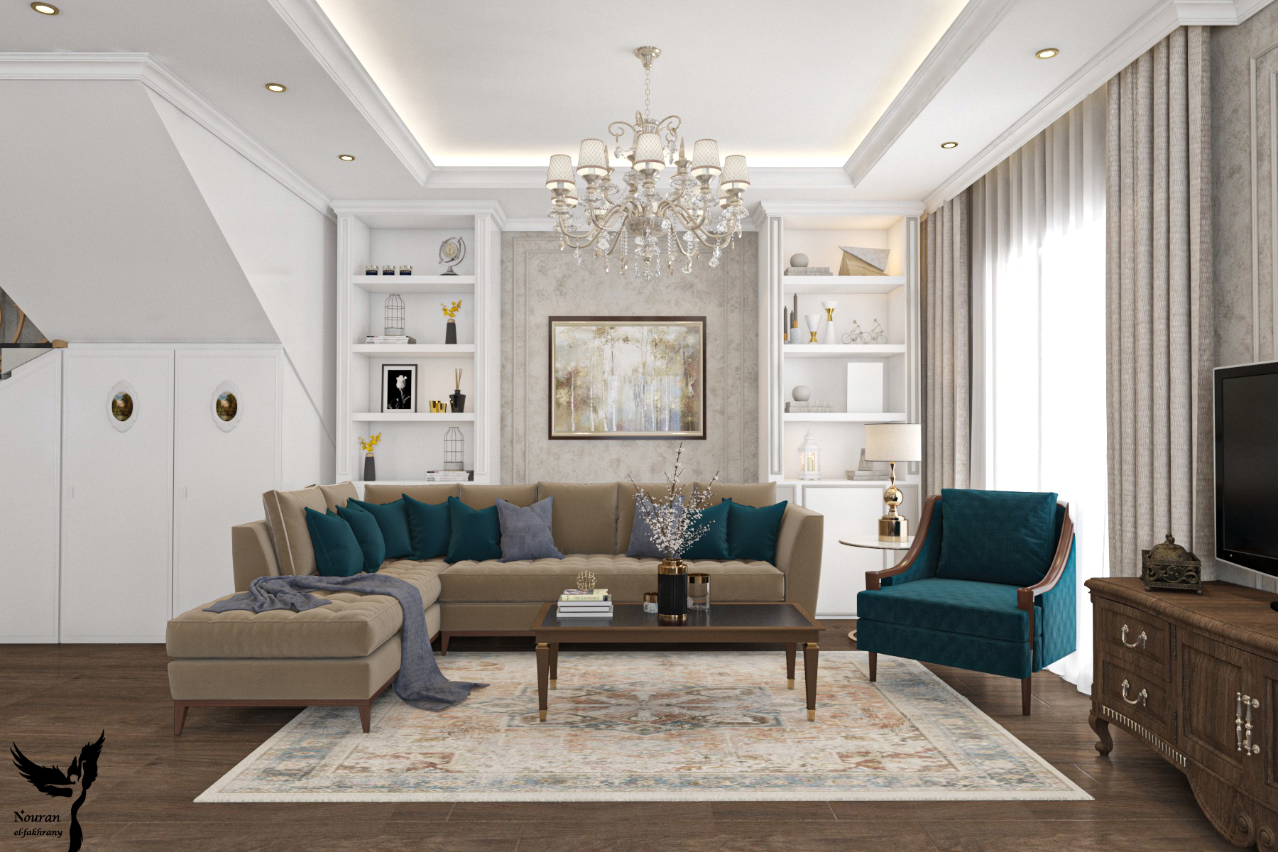 Kitchen and living room in a villa in Mountain View-5