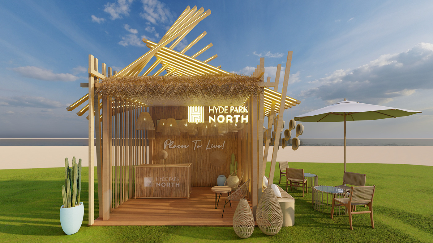 海边草屋美陈  超有氛围的户外露营网红打卡地展陈设计-11