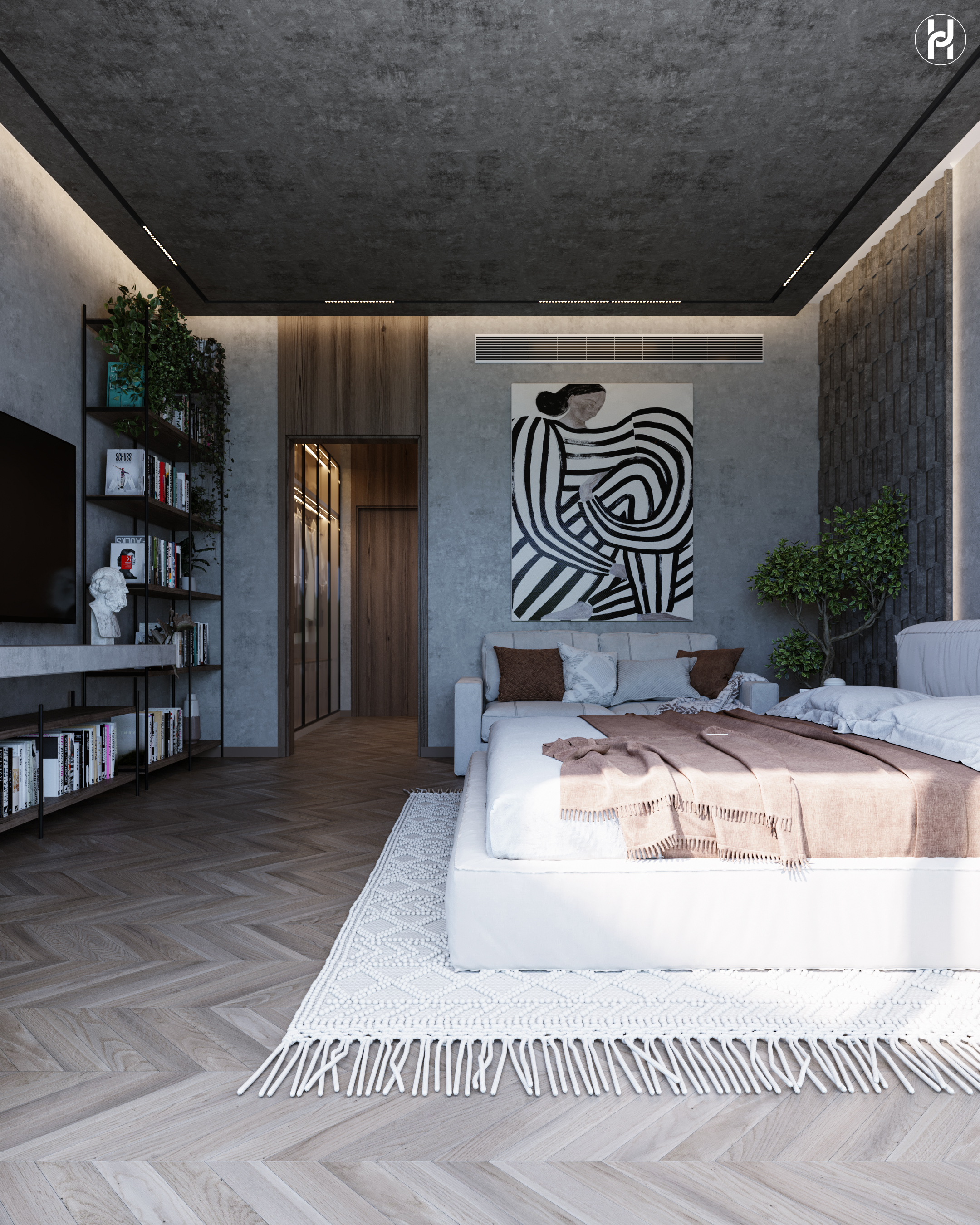 DARK BEDROOM 主卧设计丨Marwa Salah-8