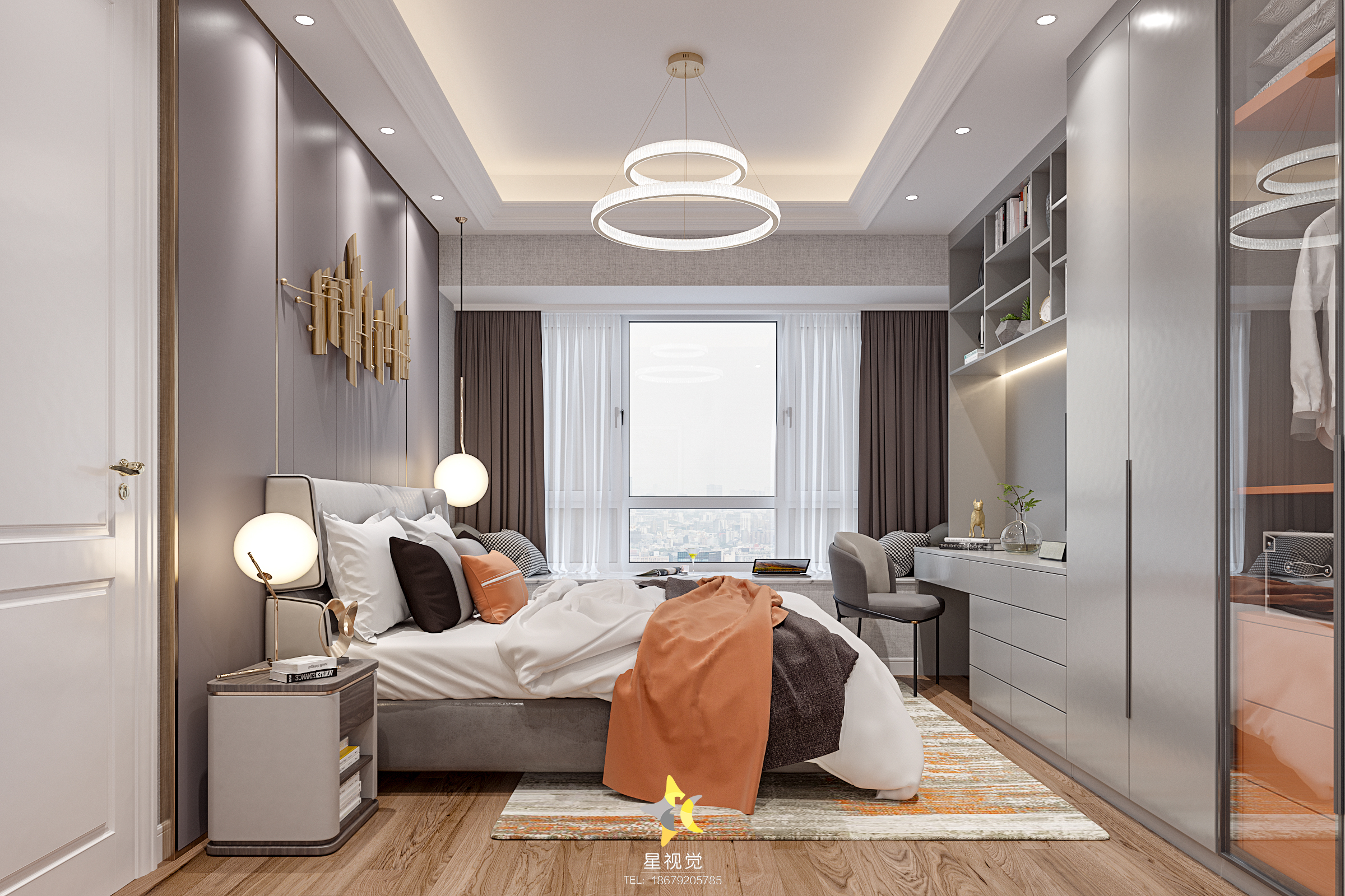 融合色彩的轻奢样板间-7