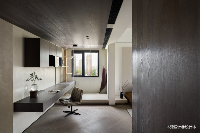 语文老师独居105㎡现代简约家：岛台餐桌、独立猫房、超大办公区-57