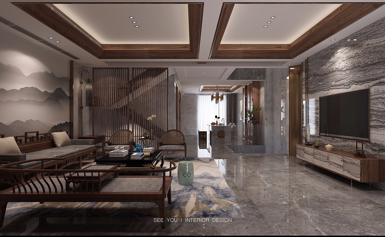 东苼—— 福建莆田万科溪园310㎡中式住宅设计  夕又设计-4