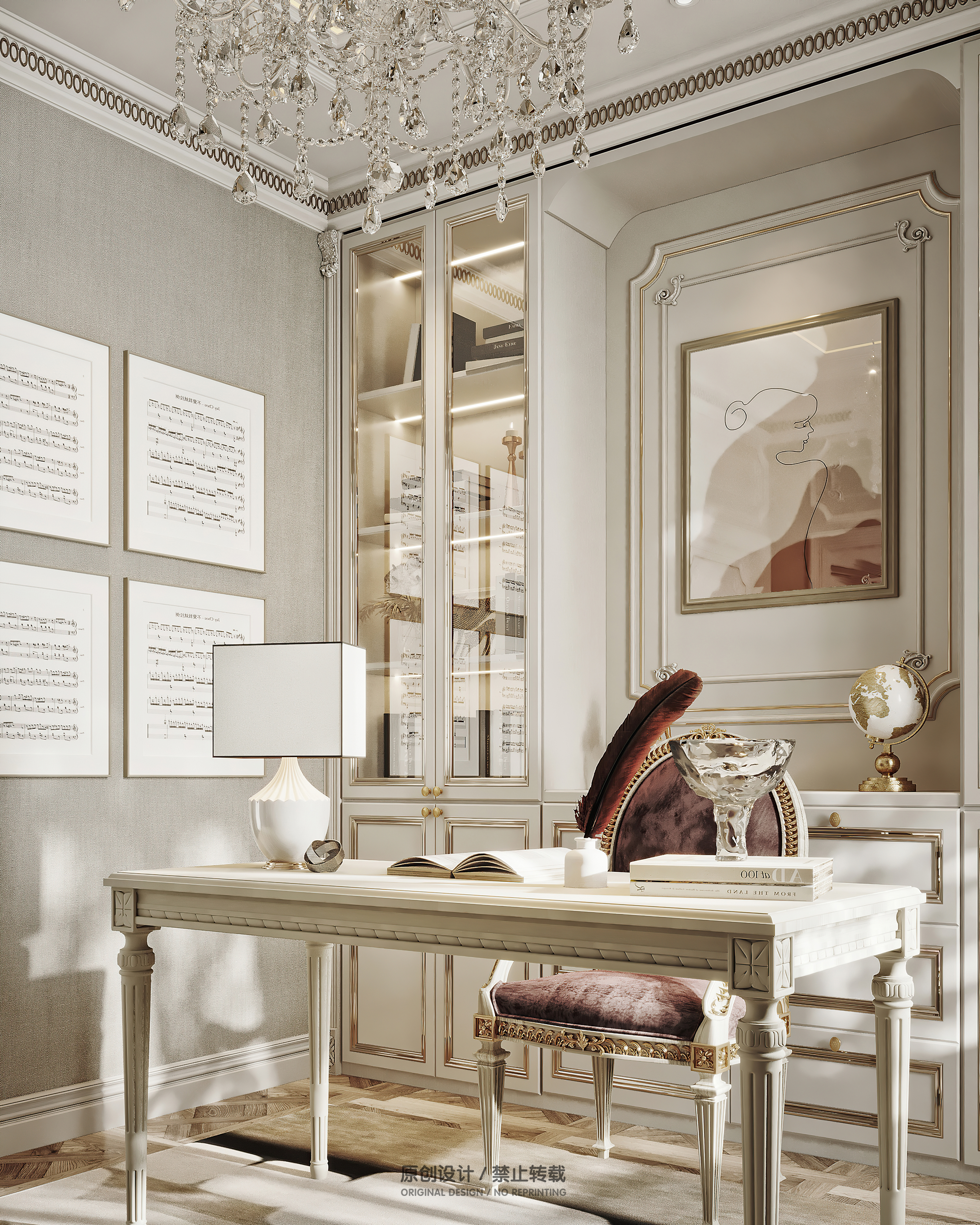 法式空间效果图表现丨魔方空间设计-7