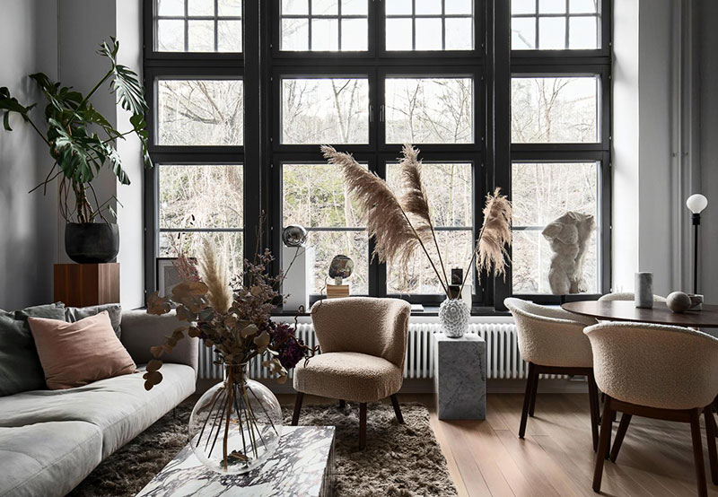 斯德哥尔摩 40 平米时尚阁楼，干花装点温馨空间-4