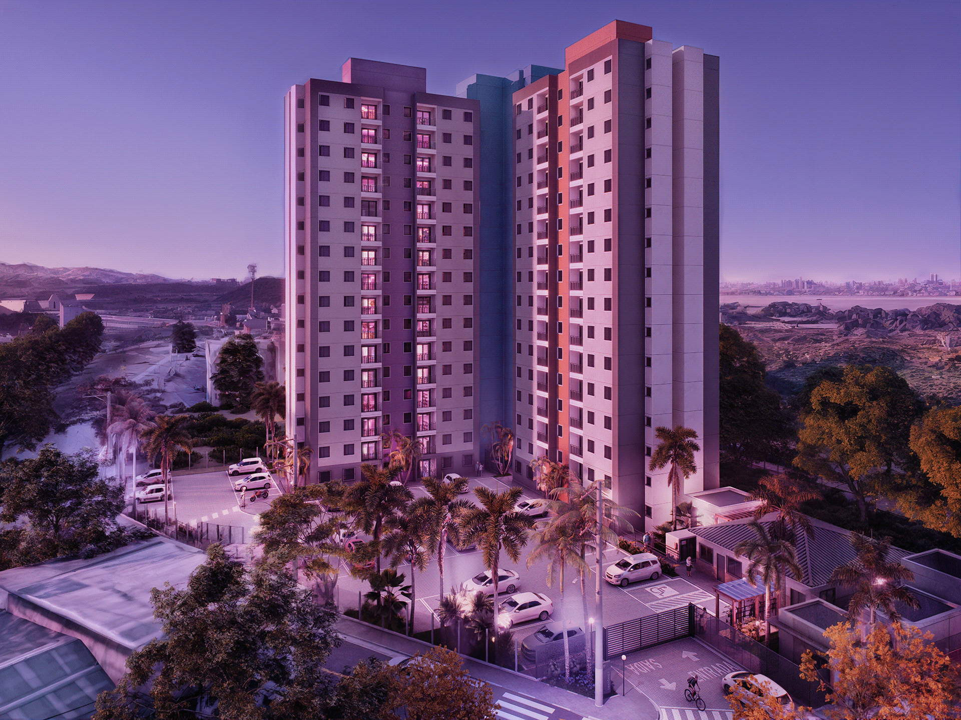 Visualização Arquitetônica: Fachada e Área de Lazer-2